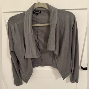 Romeo + Juliet Couture Gray Faux Suede Draped Open Front Jacket Size M